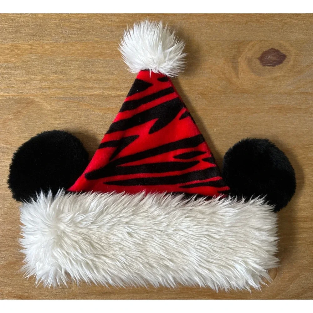 RARE Vintage Walt Disney World‎ Mickey Ears Santa Hat Zebra Animal Kingdom Youth